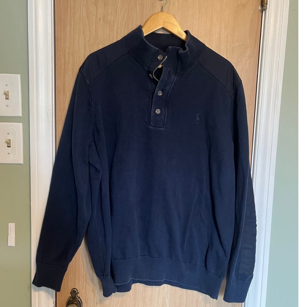 Polo Ralph Lauren Navy Quarter Button Sweater 2XLT Minimalist Preppy